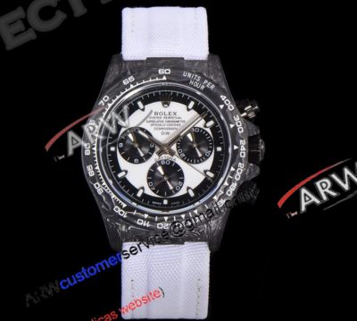 TW Factory Clone Rolex Diw Daytona Black White Carbon Fiber Watch Velcro Strap